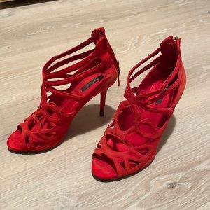 Zara Basic red suede heels/sandals